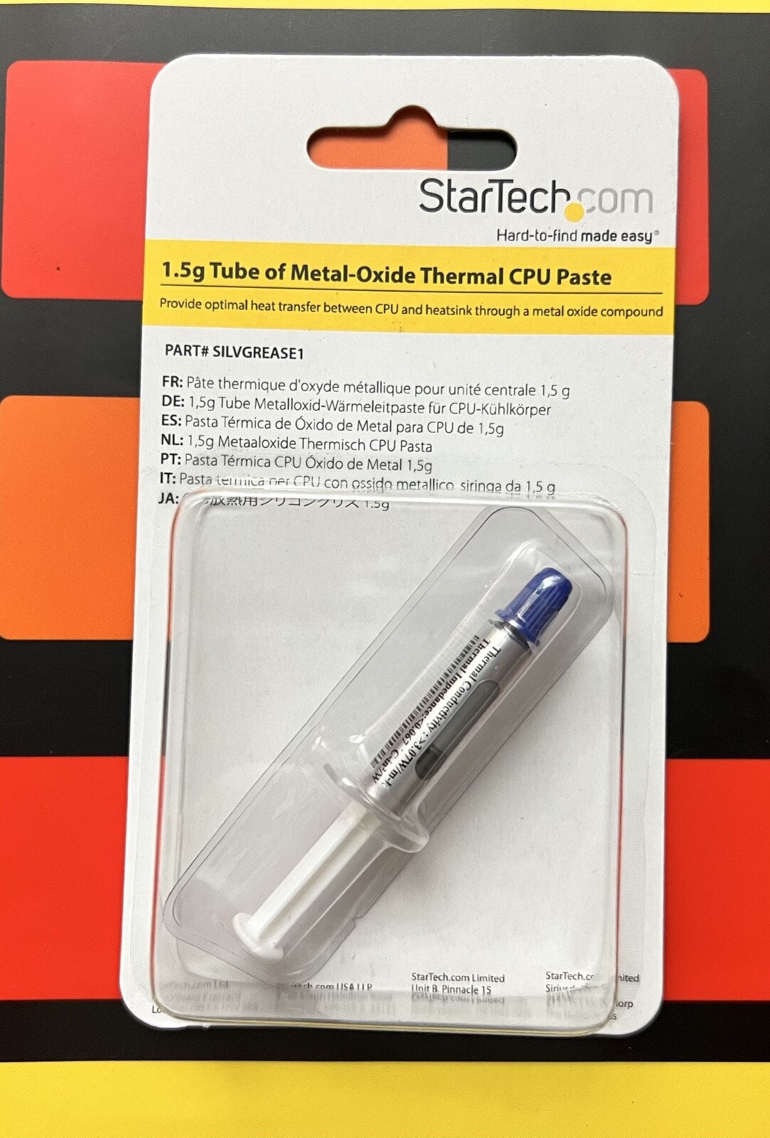 StarTech Cooler Paste 1.5g 60% metal oxide 3.195 W/m-K FREE SHIPPING IN USA