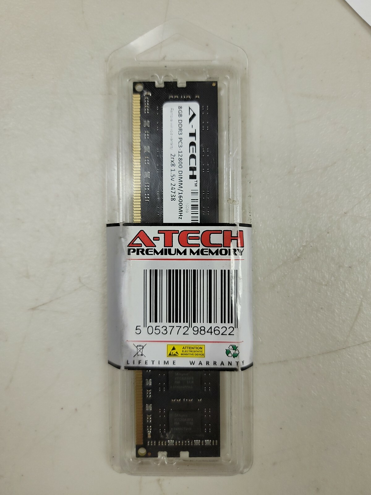 A-Tech 8GB DDR3 1600MHz DIMM PC3-12800 UDIMM Non-ECC 2Rx8 Dual Rank 1.5V
