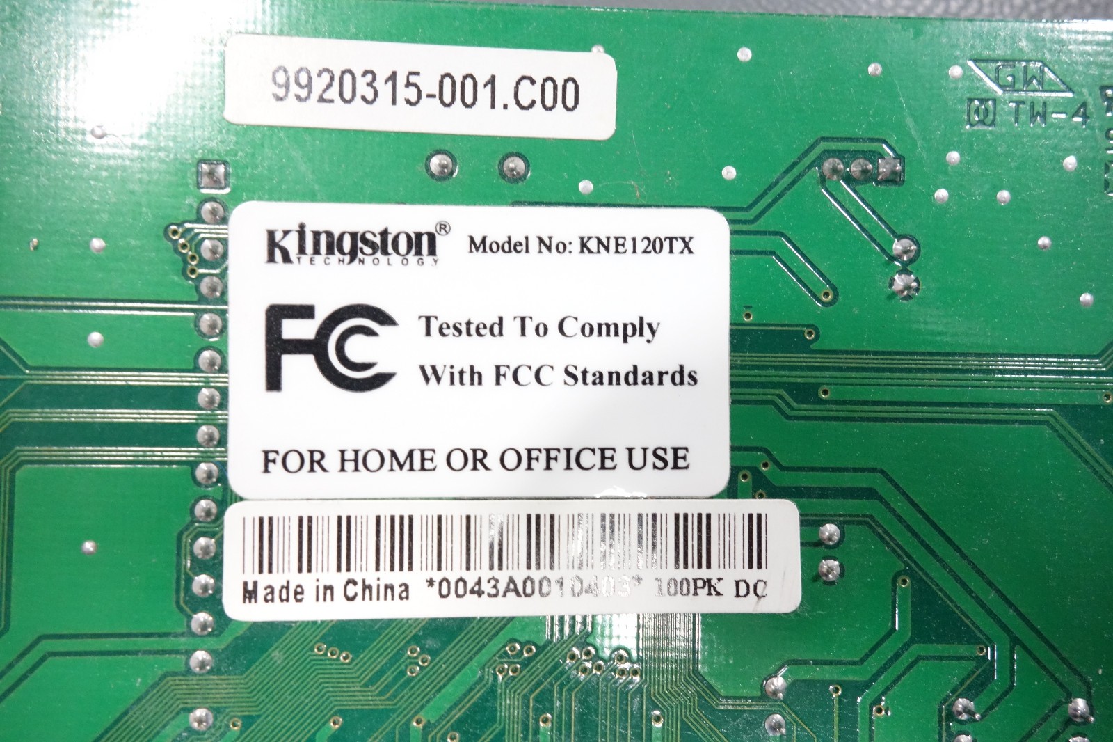 Kingston KNE120TX 10/100BASE-T RJ45 PCI Network Adapter Card