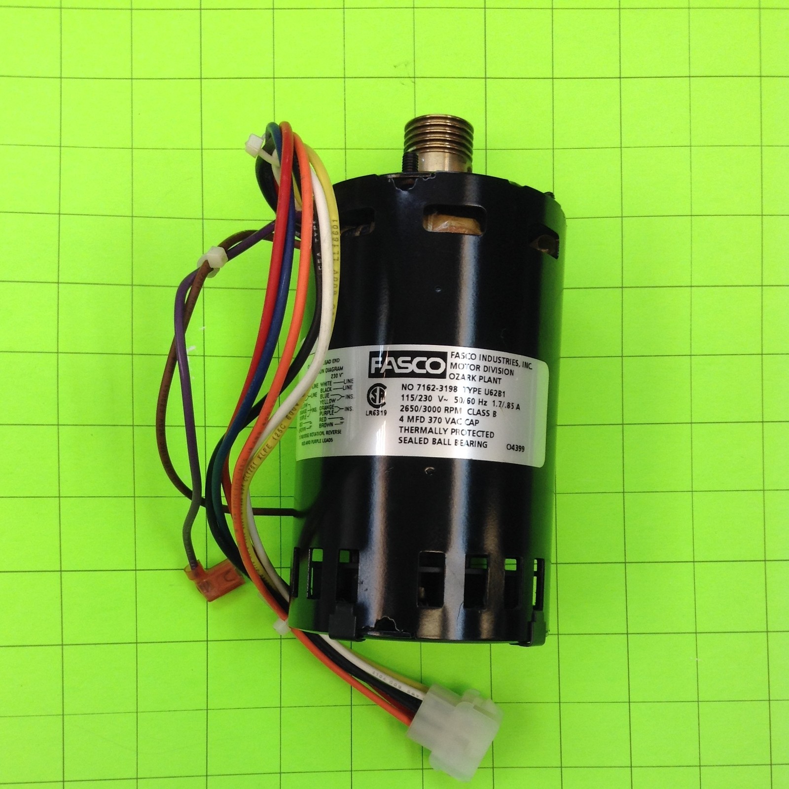 Datacard 275 2650/3000 RPM Class B Motor U62B1 7162-3198 Fasco