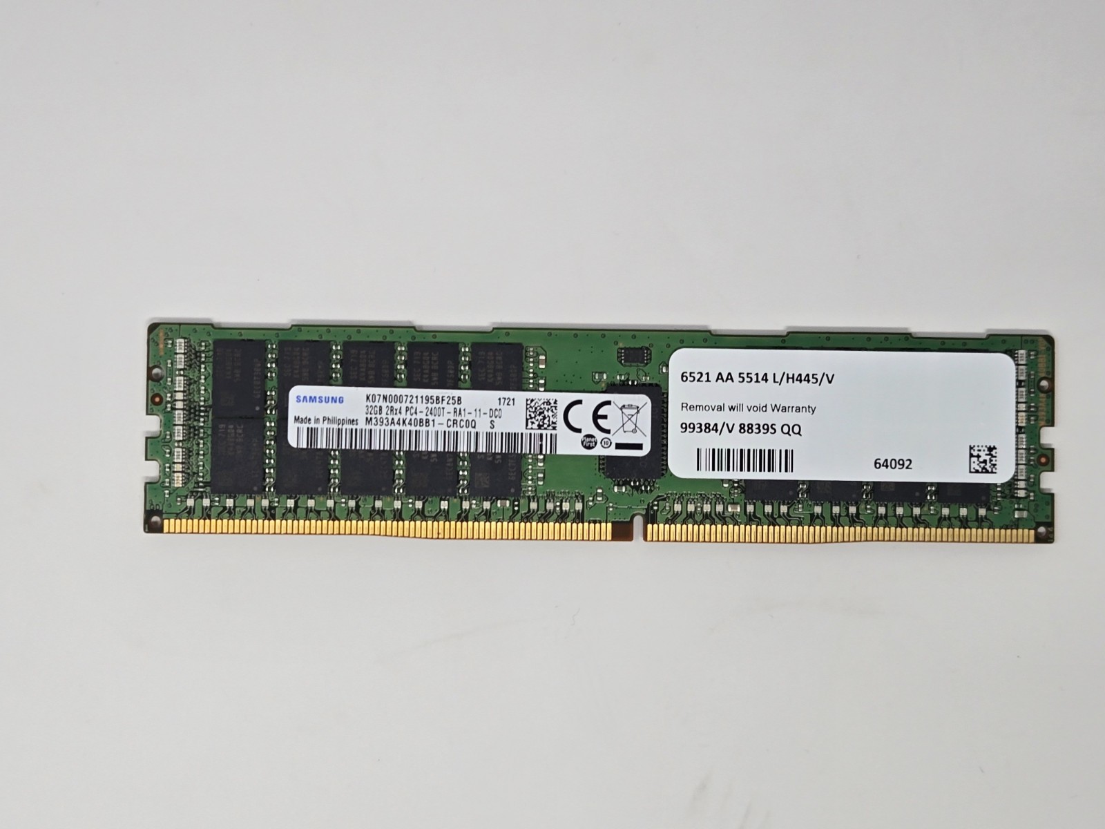 Samsung 32GB 2Rx4 PC4-2400T PC4-19200 DDR4 2400 ECC RDIMM REG Server Memory RAM