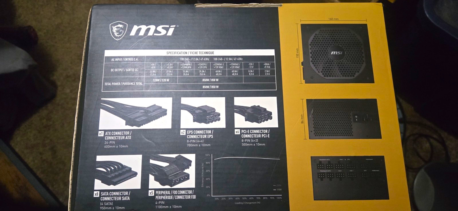 MSI MPG A850GF 850W ATX Fully Modular 80 Plus Gold PSU w/ PCIe SATA Molex
