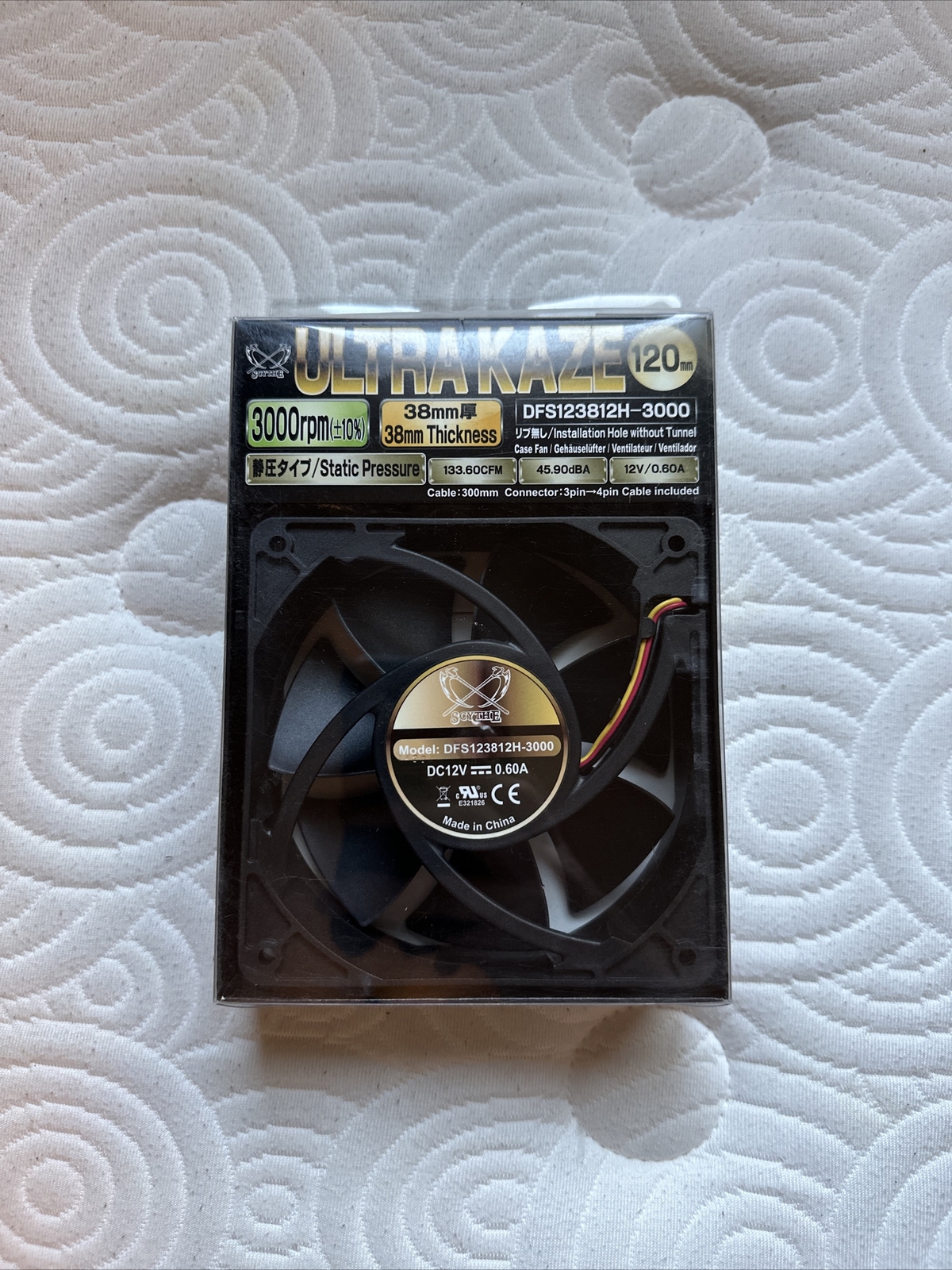 Scythe ULTRA KAZE Heavy Duty 120mm Computer Cooling Fan 3000RPM 12V 3-PIN 4-PIN
