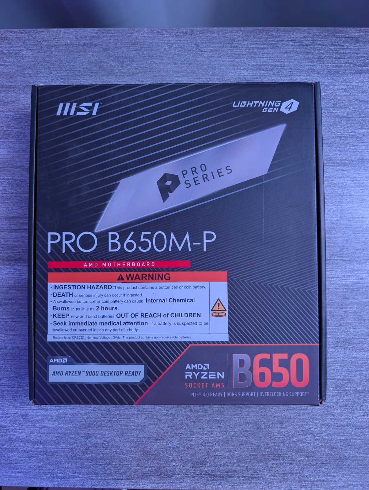 MINT CONDITION MSI PRO B650M-P MOTHERBOARD, MICRO-ATX, AM5, D5, 2.5G LAN, BLACK