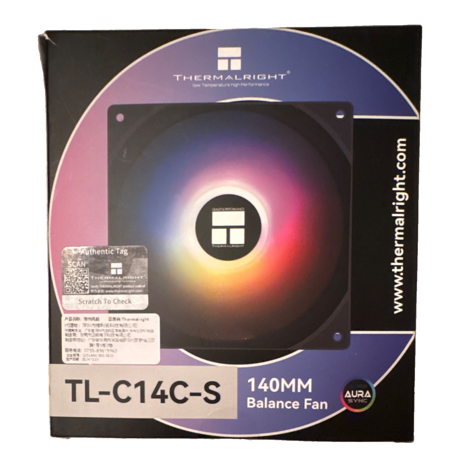 Thermalright TL-C14C-S 140mm ARGB PWM 4-Pin Case Fan Black 75.8CFM