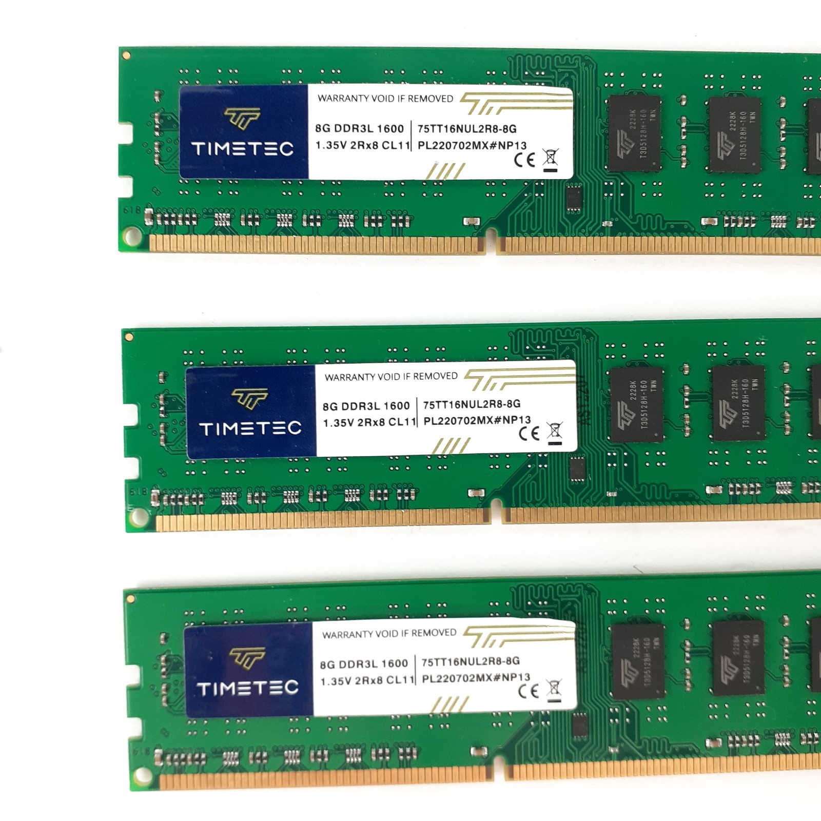 Timetec 24GB (3x8GB) DDR3L 1600MHz DIMM 240-Pin Desktop RAM 75TT16NUL2R8-8G