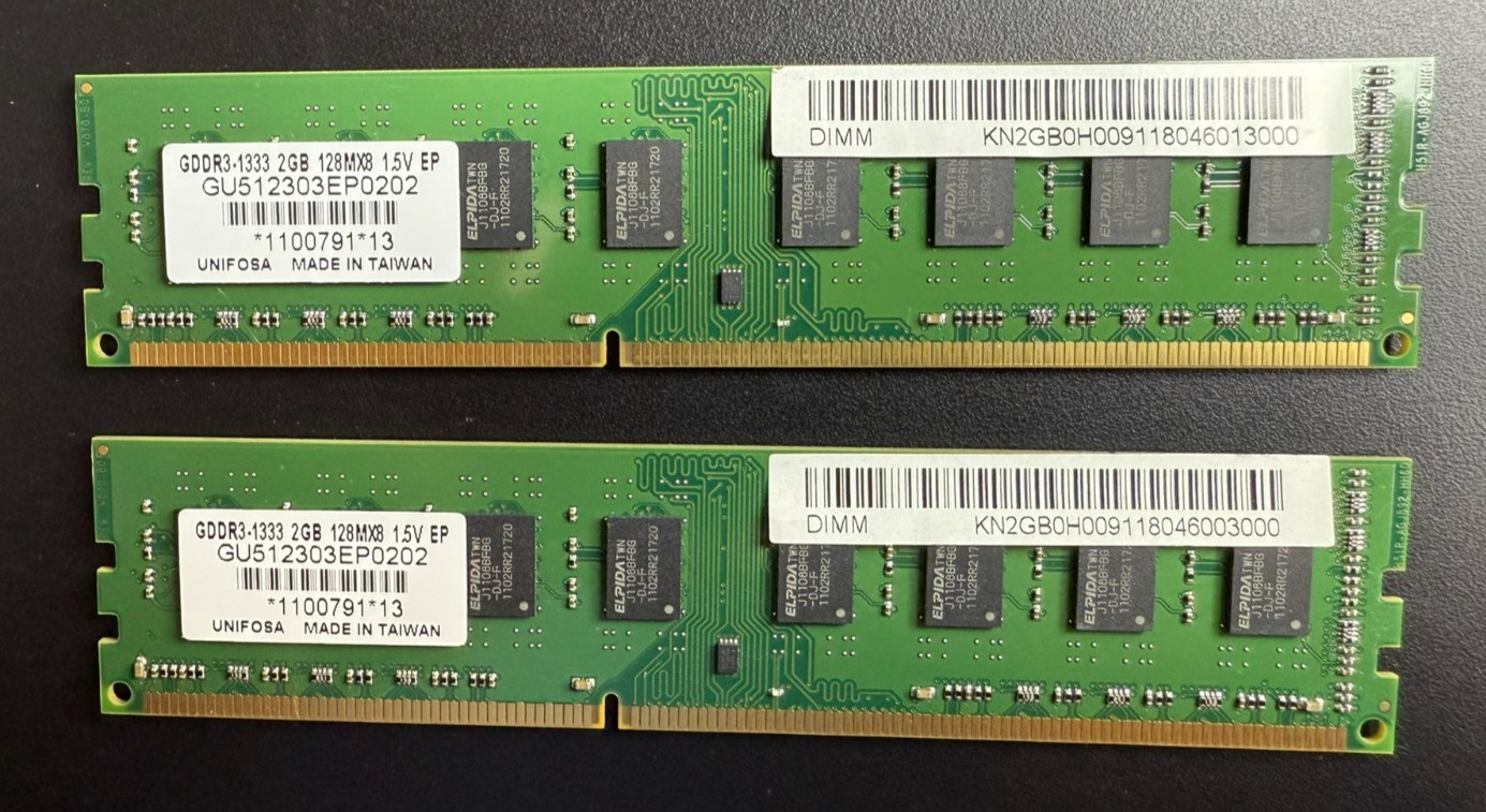UNIFOSA 4GB (2X2GB) GDD3-1333 128MX8 RAM MEMORY GU512303EP0202
