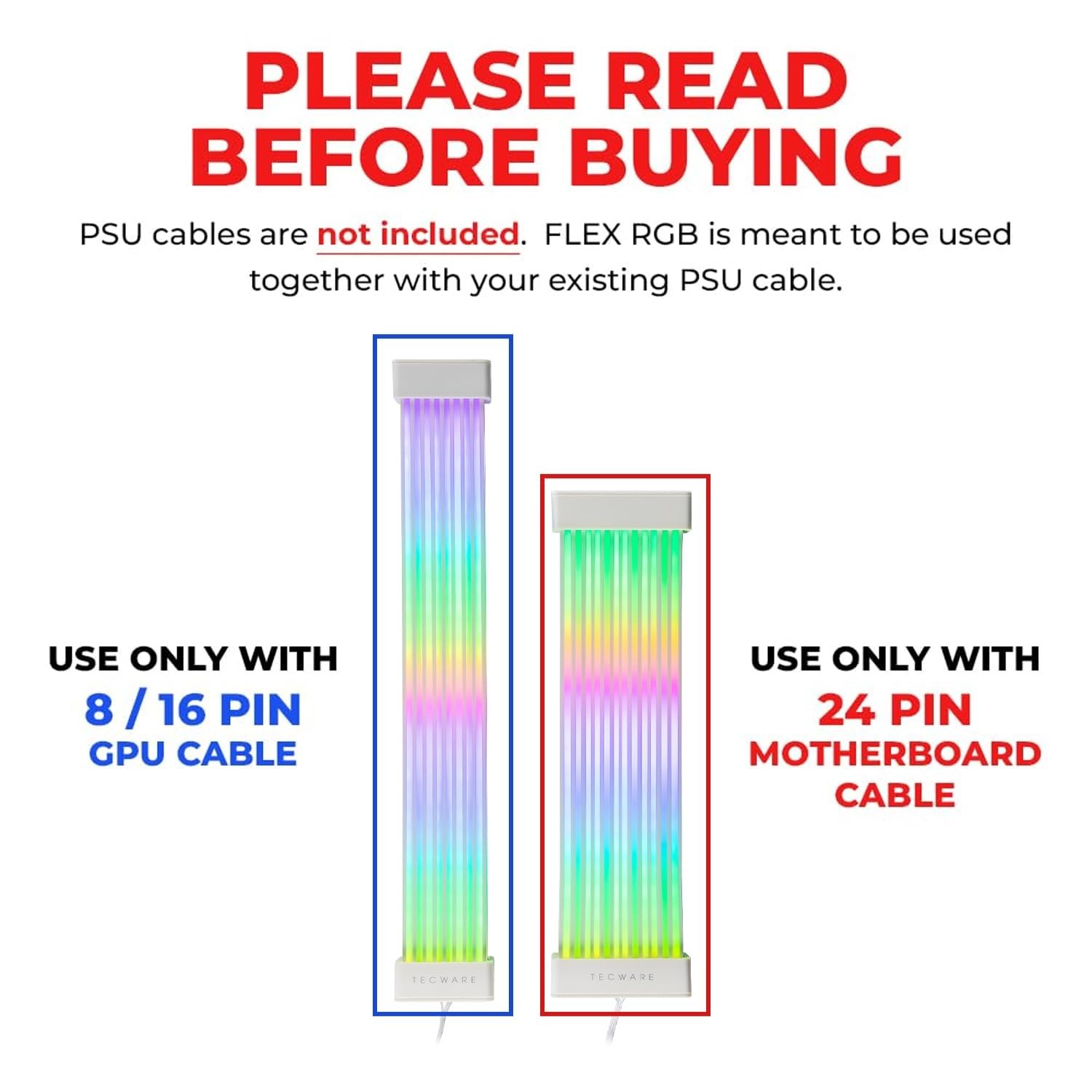 RGB Cable Cover Kit for PC Gaming Builds Flexible 24-Pin & GPU ARGB Extension