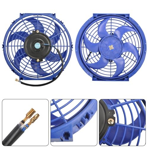 10″ Electric Radiator Cooling Fan Assembly Kit, Universal High 10” -2PCS Blue