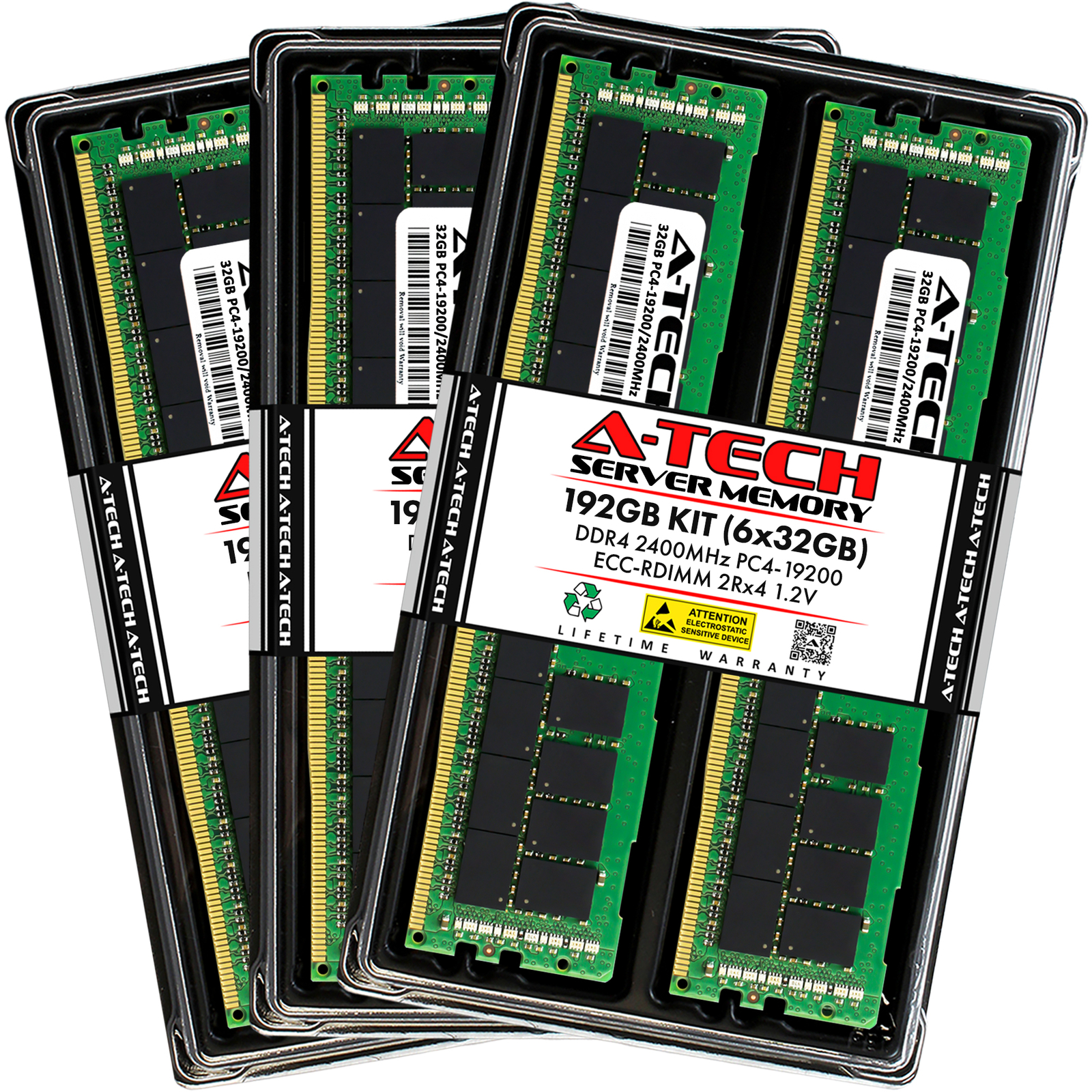 A-Tech 192GB 6x 32GB 2Rx4 PC4-19200R DDR4 2400 ECC REG RDIMM Server Memory RAM