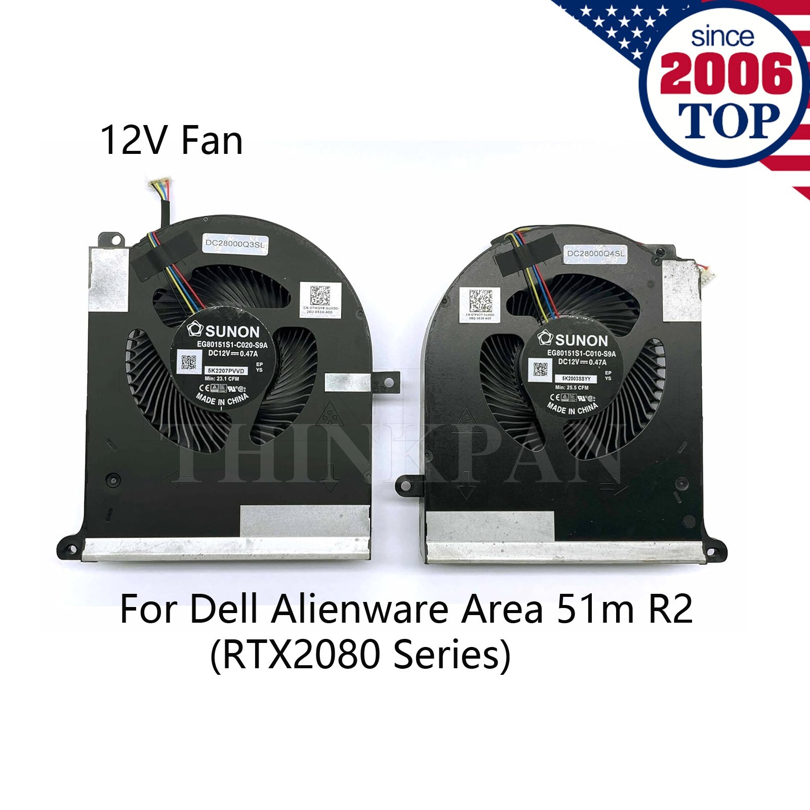 12V New CPU+GPU Fan for Dell Alienware Area 51m R2 (RTX2080) 0TW5Y8 0TPV77 TW5Y8