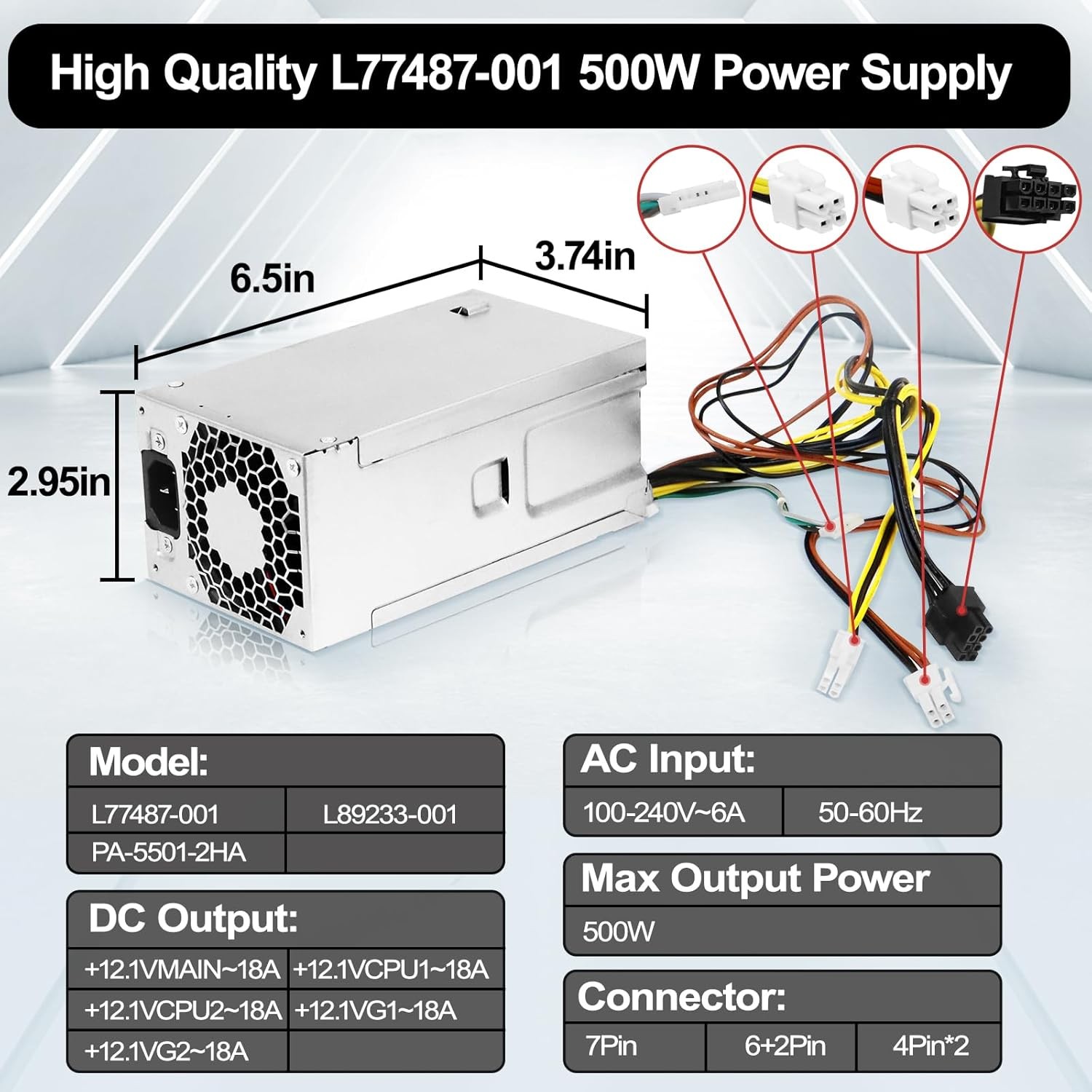 L77487-001 L89233-001 500W Power Supply Replace HP 280 G8 Pro Z2 G5 TE01 TG01