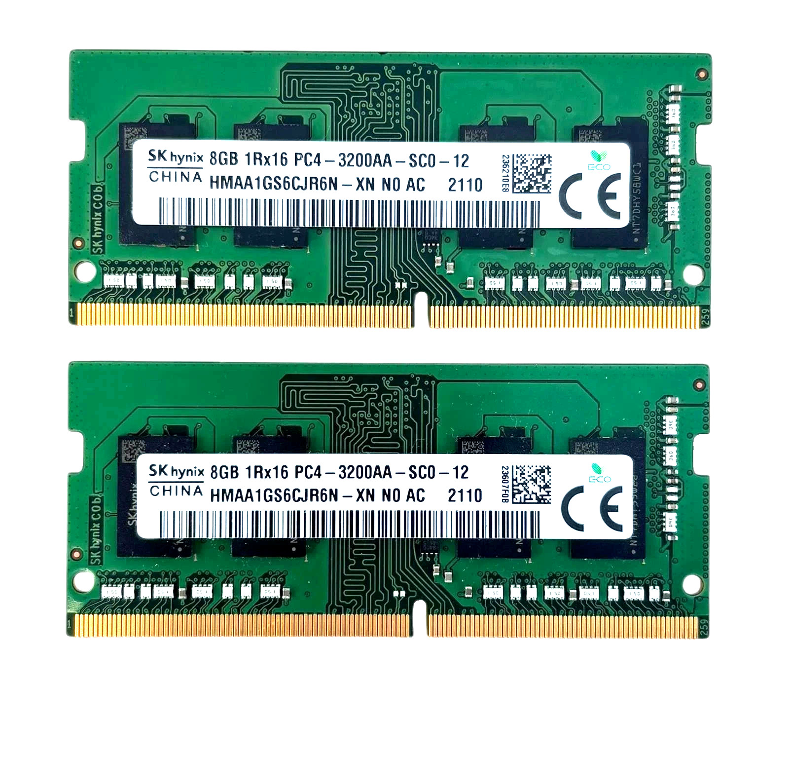 Lot of 2 – SK Hynix HMAA1GS6CJR6N-XN 8GB 1Rx16 PC4-3200AA DDR4 SODIMM Laptop RAM