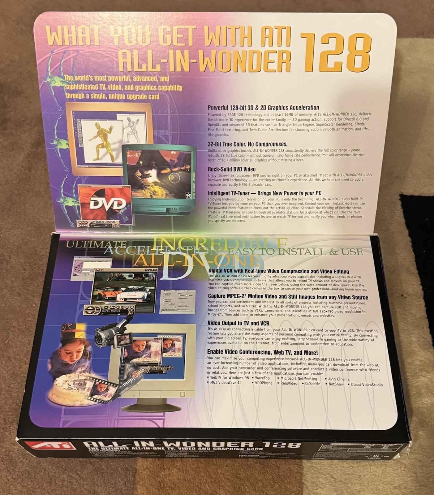 NEW ATI All-In-Wonder 128 AGP 32MB PCI BUS Video and Graphics Card