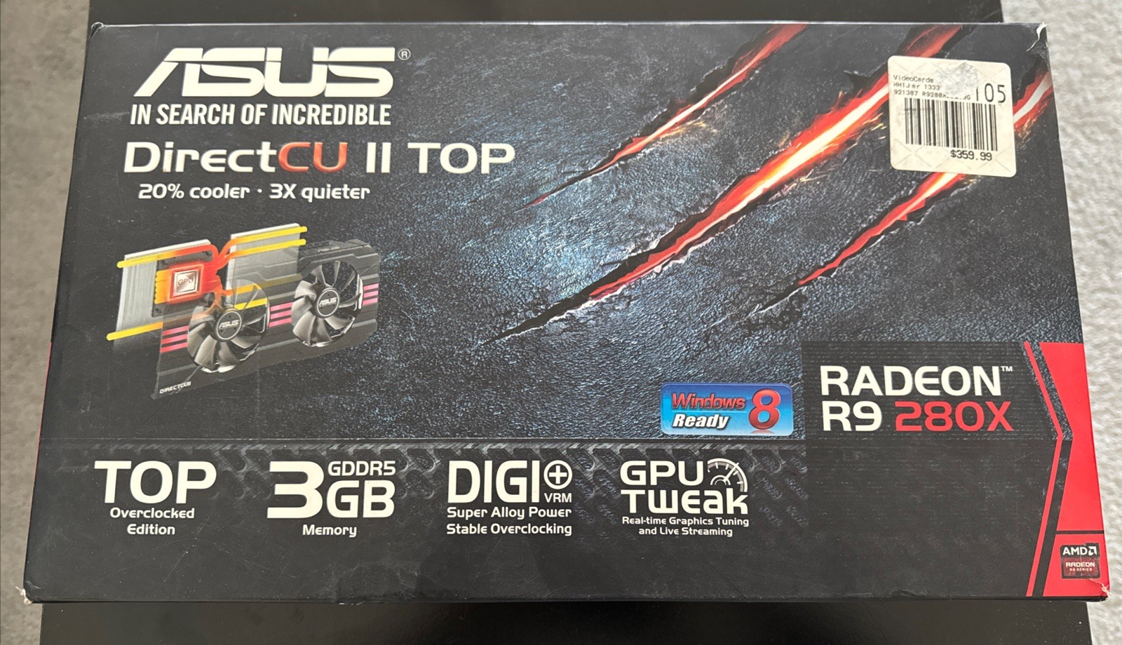 ASUS AMD (R9280X-DC2T-3GD5-V2) 3GB GDDR5 SDRAM PCI Express 3.0 x16 Video Card