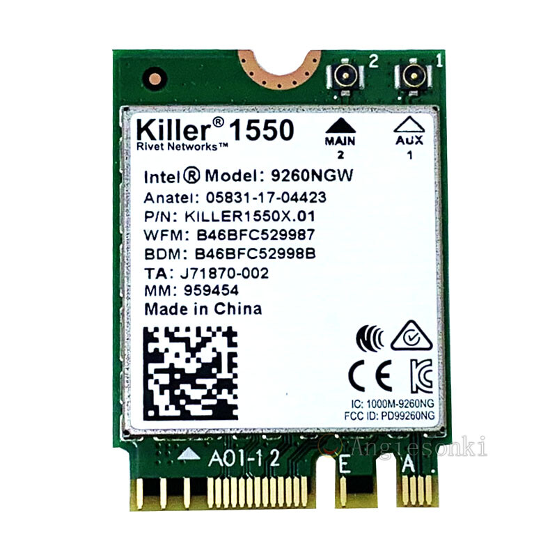Killer Wireless AC 1550 Module Bluetooth 5.0 WLAN m.2 2230/ NGFF Card Adapte