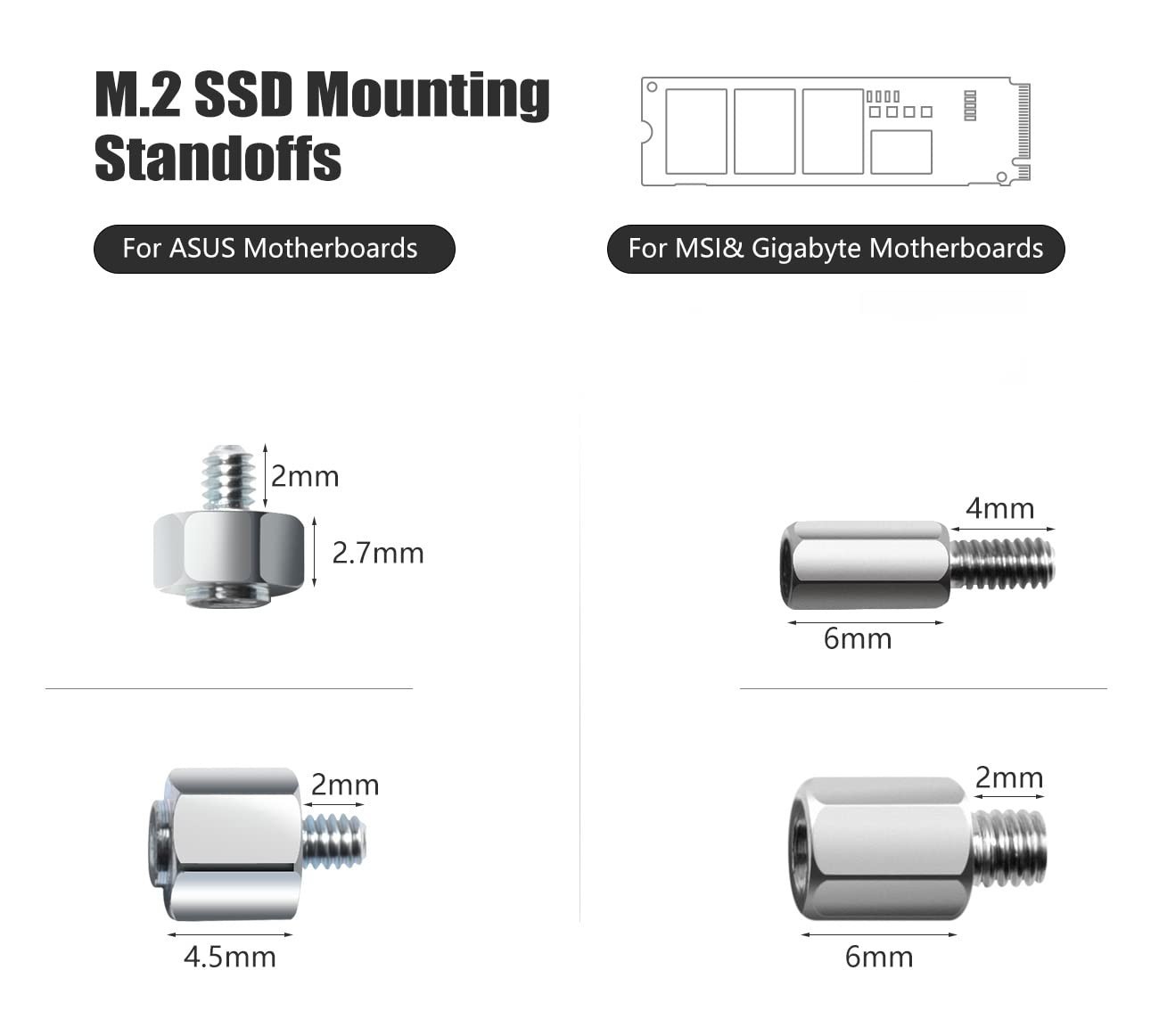 30PC M.2 Nvme SSD Screw Kit, M.2 Standoff and Mounting Screws for Asus ASRock &