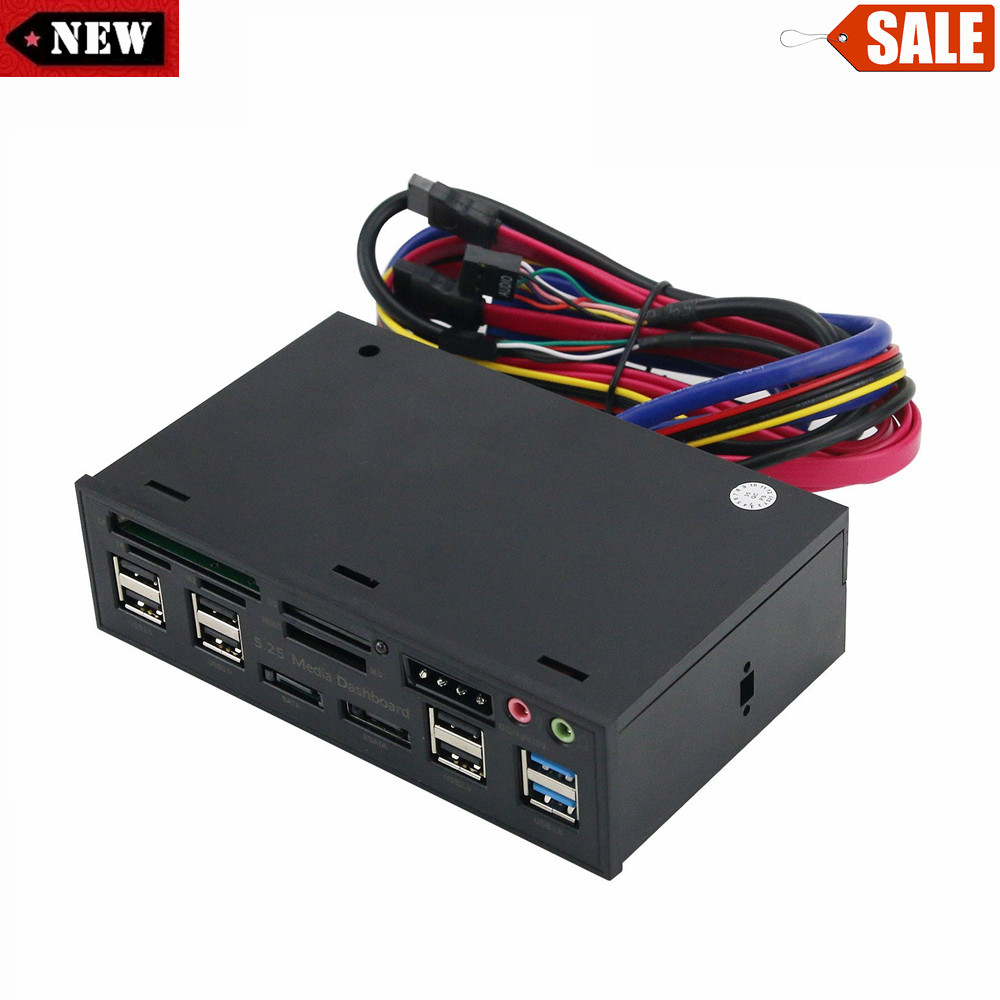 5.25″ Pc Front Panel Dashboard Media Usb 3.0 Hub Audio Esata Sata Card Reader
