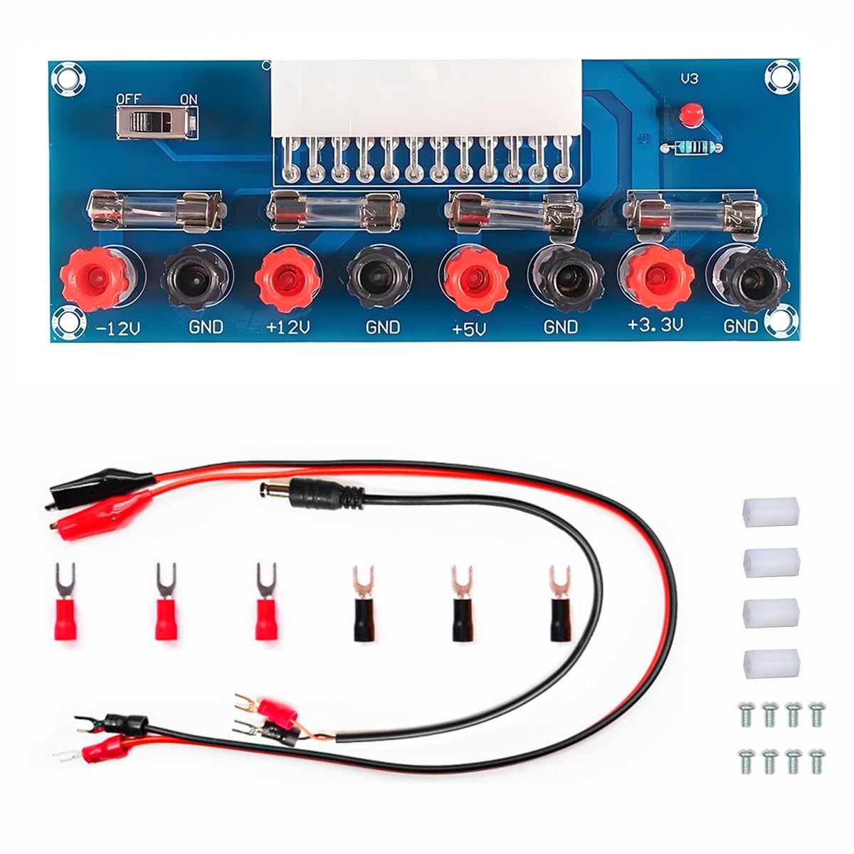 24 Pin ATX Power Supply Breakout Adapter Module Desktop Computer Chassis Blue