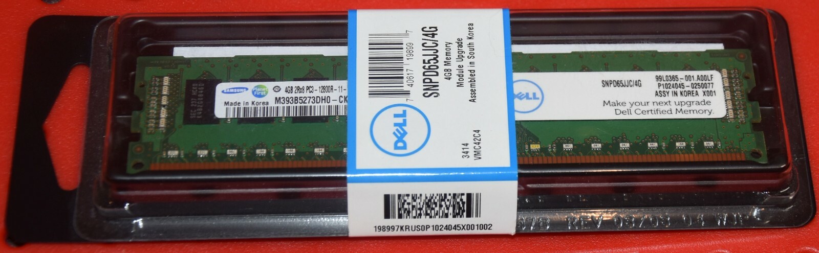 SNPD65JJC/4G Dell 4GB PC3-12800 DDR3-1600MHz ECC Registered CL11 240-Pin DIMM
