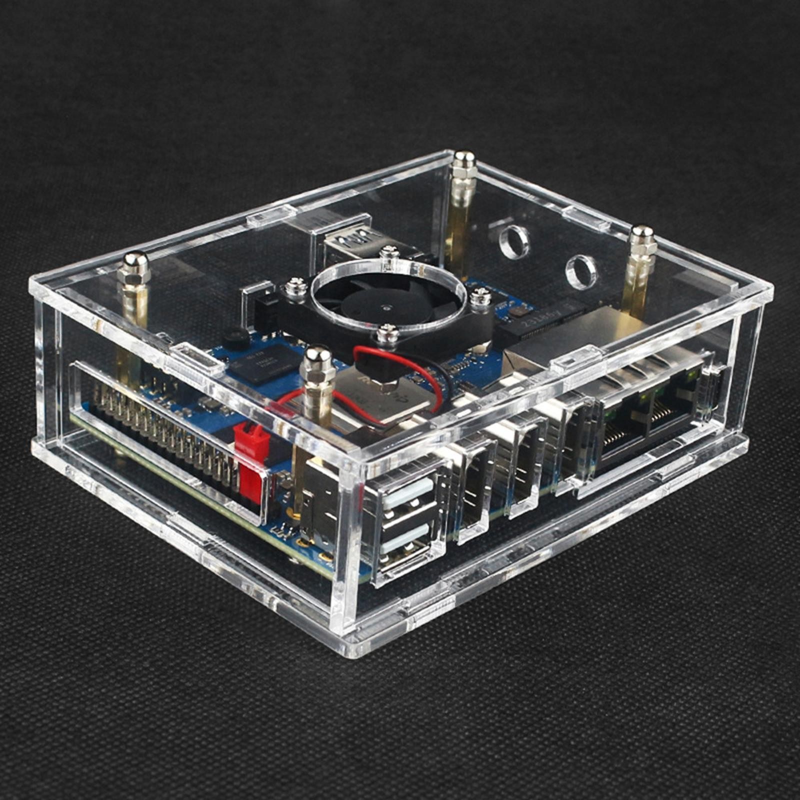 Acrylic Transparent Enclosure Case House With Cooling Fan For Orange Pi 5 Plus