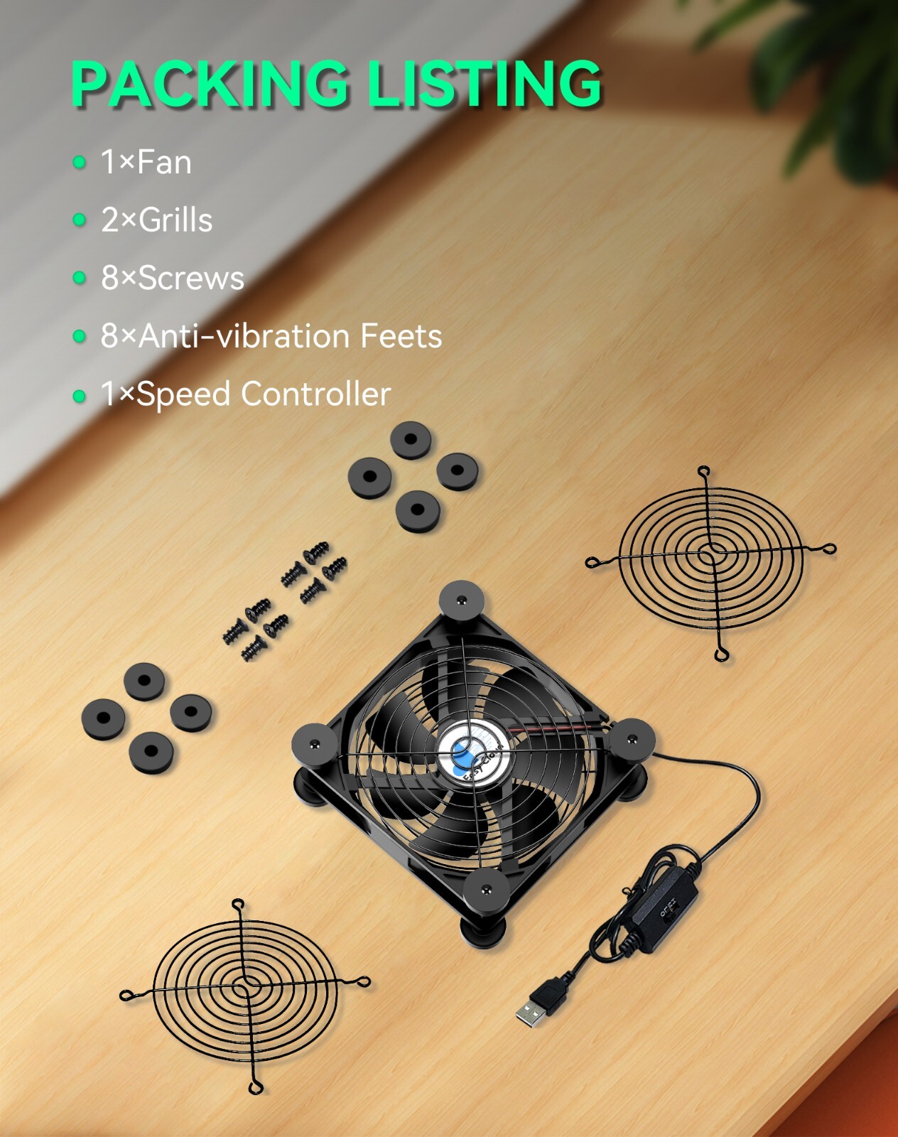 120mm USB Computer Fan Case Fan With 3 Speed Switch For PC Cabinet Receiver Xbox