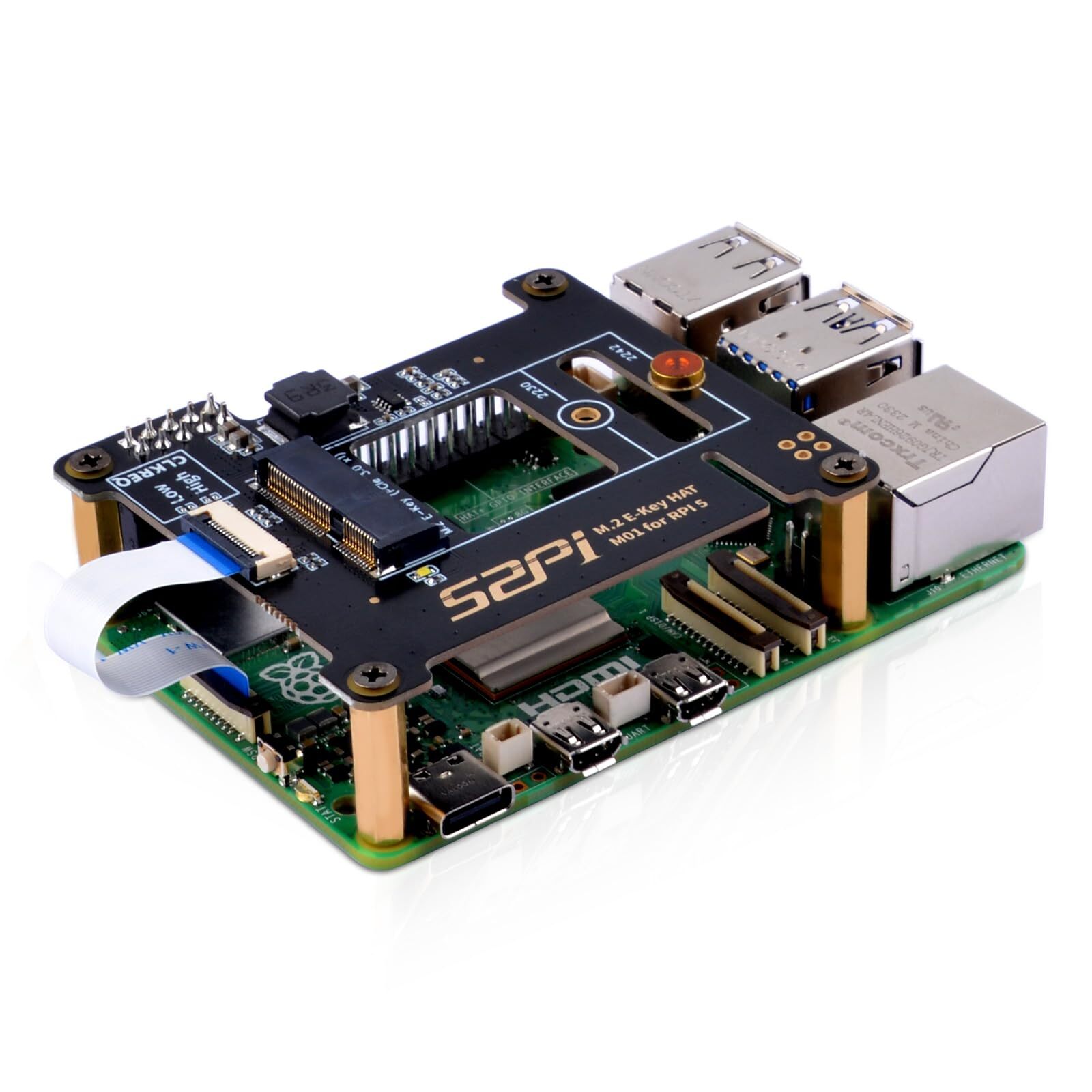 M01 PCIe M.2 E-Key NVMe SSD PCIe Peripheral Board for Raspberry Pi 5 Support …