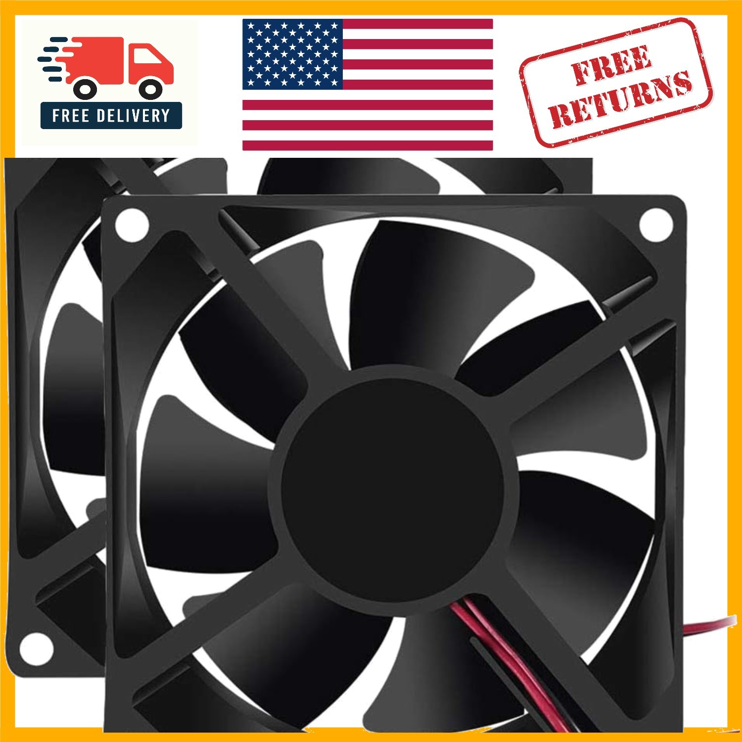 Dual 80mm Brushless DC Fans – Optimized for PC Cooling, 12V Power, Ultra Quiet