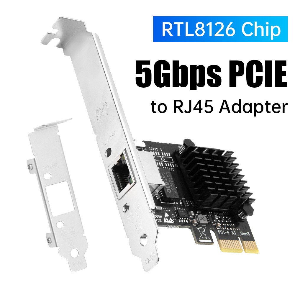RTL8126 5Gbps PCIe Ethernet Card RJ45 Multi-Gigabit LAN Adapter Gaming Desktop