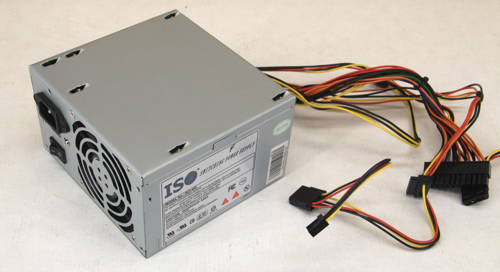 ISO-450 ATX Computer Power Supply 350W, 5V 32A, 12V 16A – Tested Good