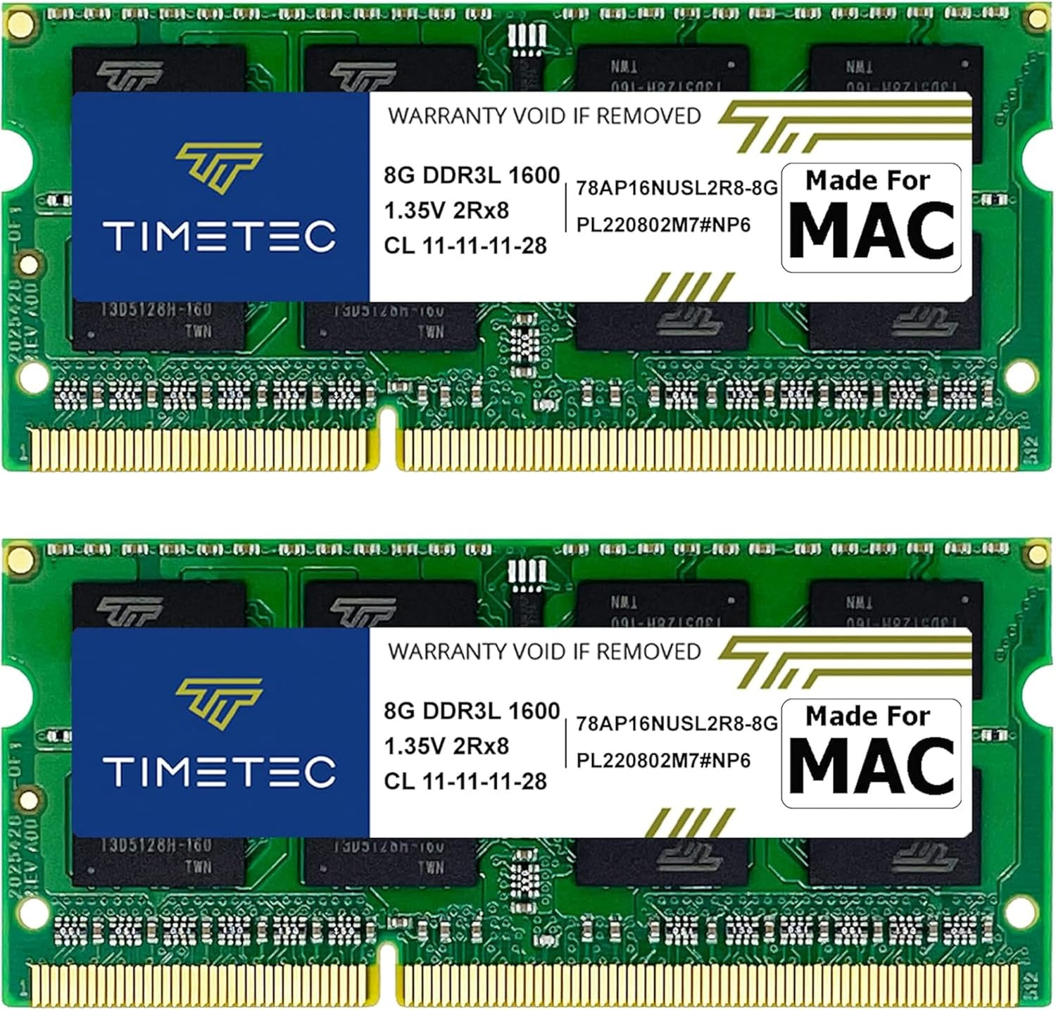Timetec 16GB Kit(2X8Gb) Compatible for Apple DDR3L 1600Mhz for Early/Mid/Late Ma