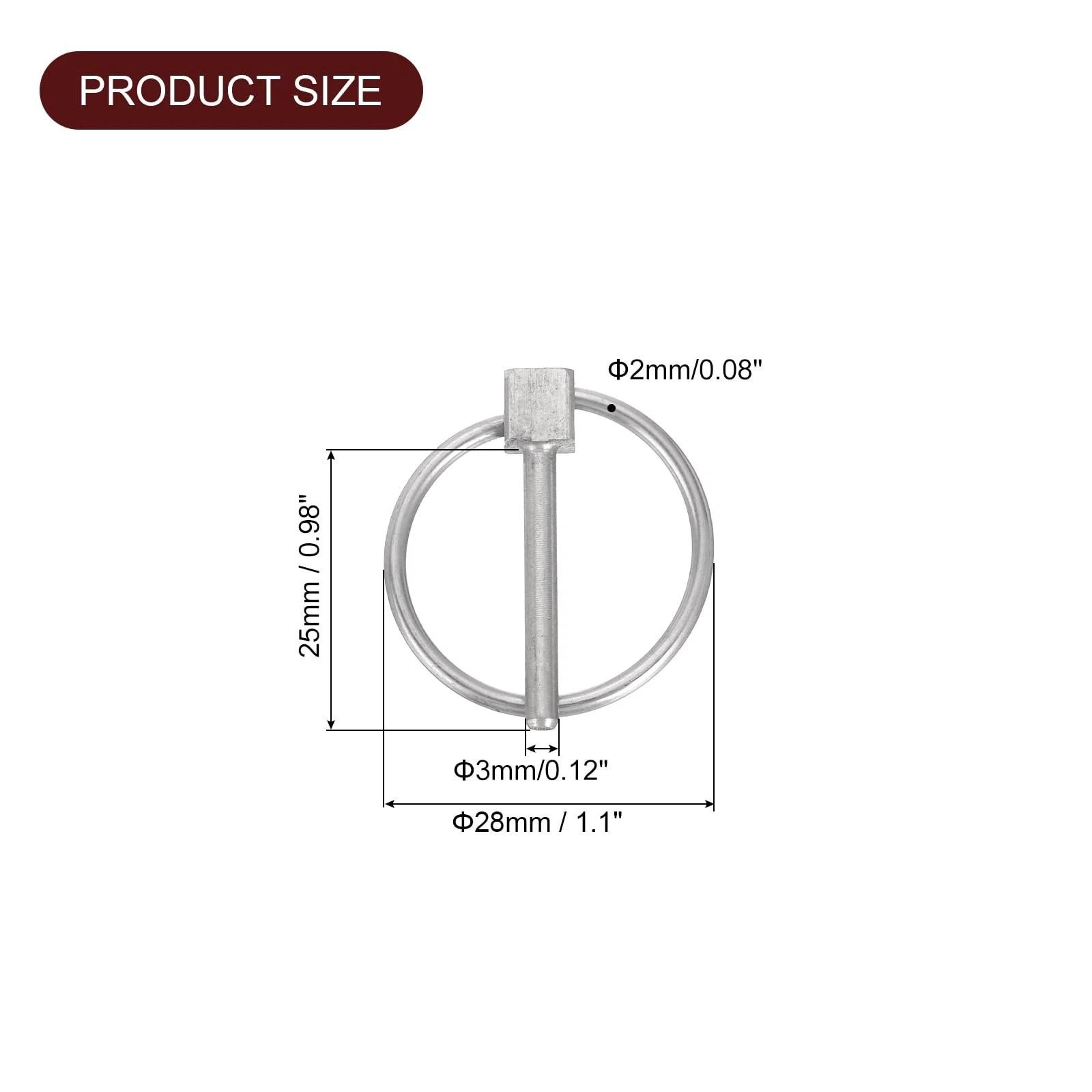 Uxcell 4pcs 1/8" X 1" Linch Pin with Ring, Stainless Steel Round 1/8 X