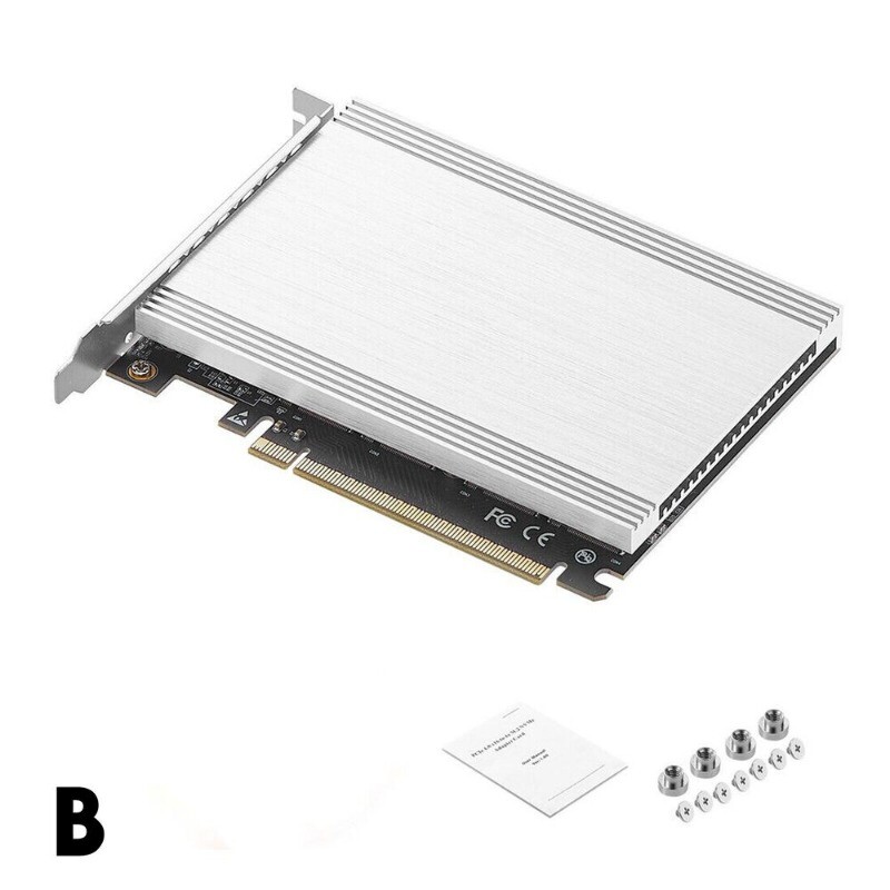 Quad NVMe PCIe Adapter 4 Port M.2 NVMe M KEY SSD to PCIe 4.0 X16 Card Speed NEW