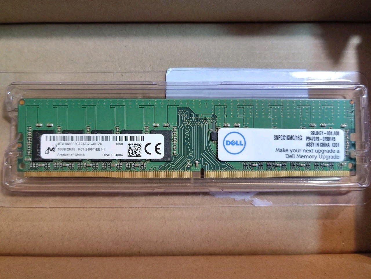 Micron 16GB PC4-2400T DDR4 2Rx8 UDIMM SERVER RAM STICK MTA18ASF2G72AZ-2G3B1 DELL
