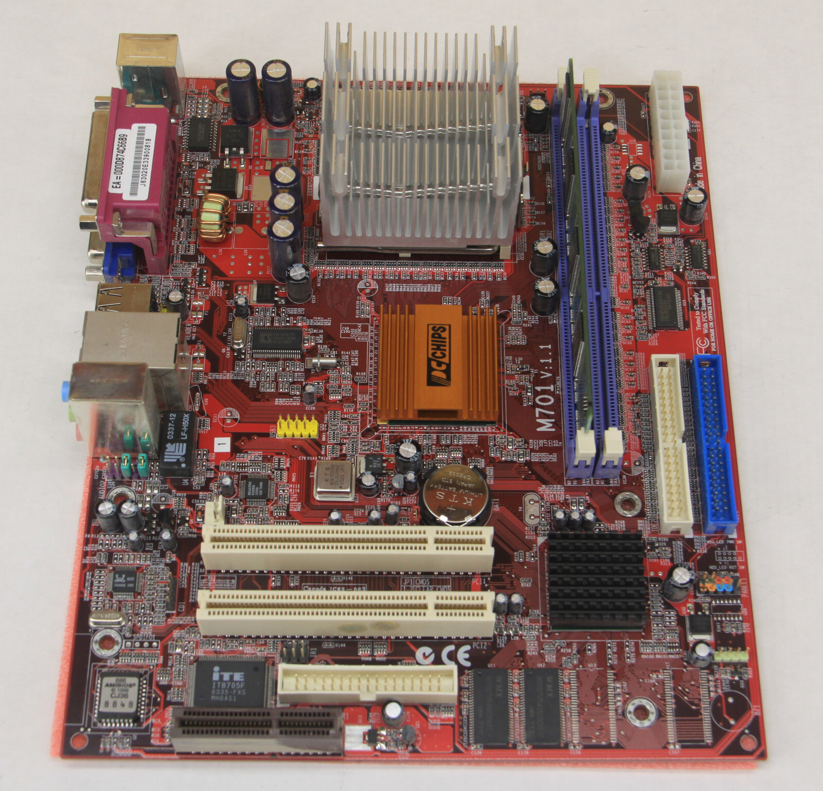 PC Chips M701 V1.1 Motherboard w/ Via C800A CPU, 128MB DDR RAM, Fanless, Silent