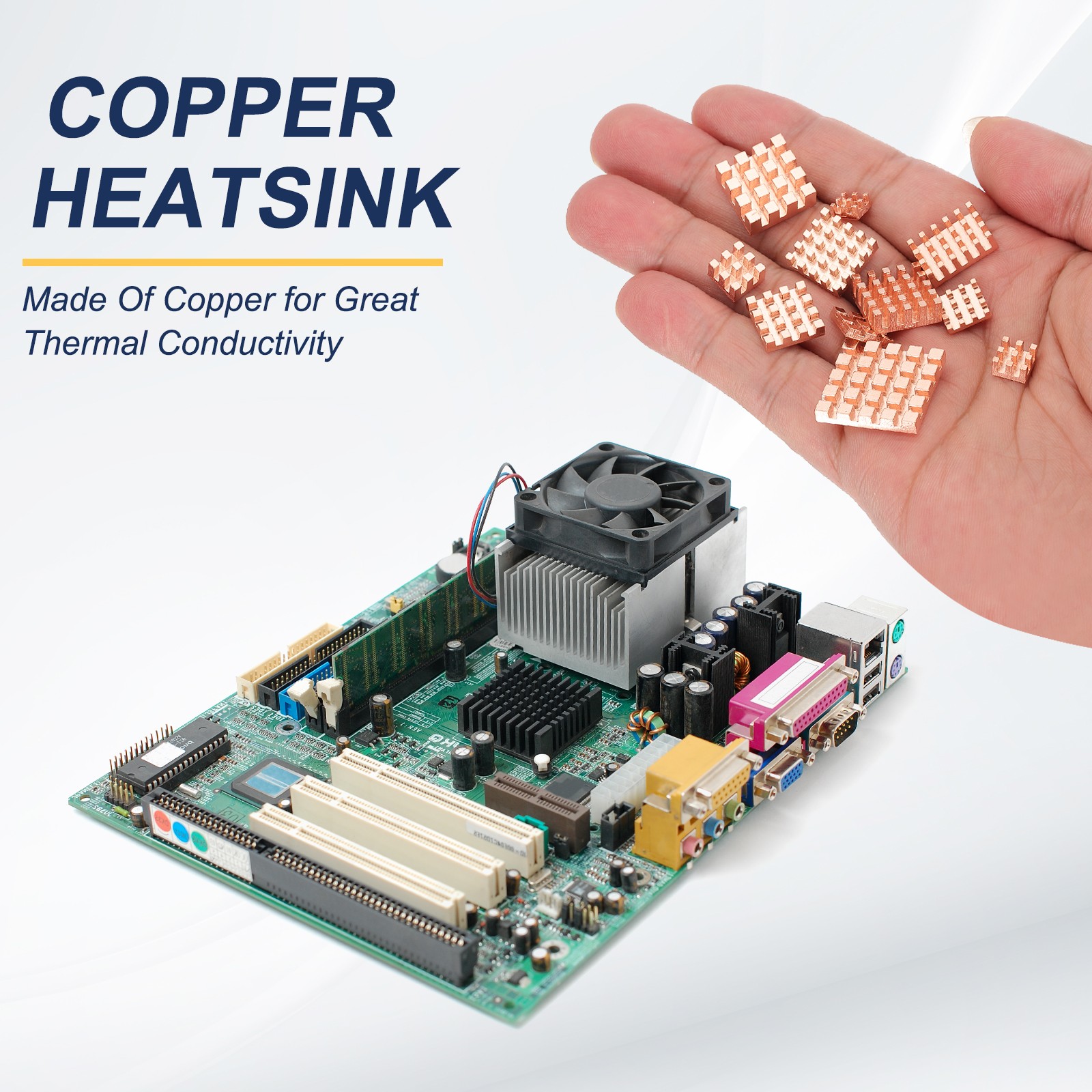 4 Pcs Copper Heatsink 14x14x6mm, Heat Sink Cooler Radiator for Raspberry Pi