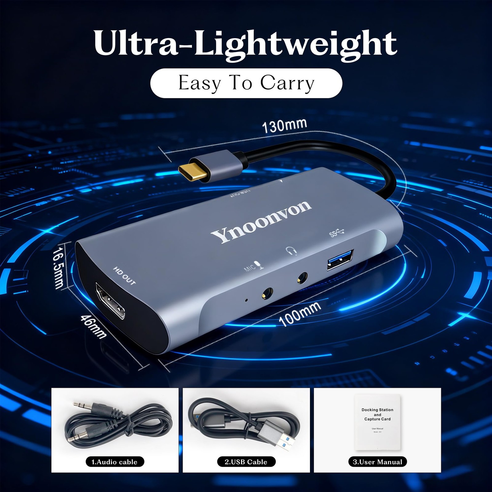 6-in-1 USB-C Video Capture Card Docking Station, 4K HDMI Loop-Out, 1080p 60fp…