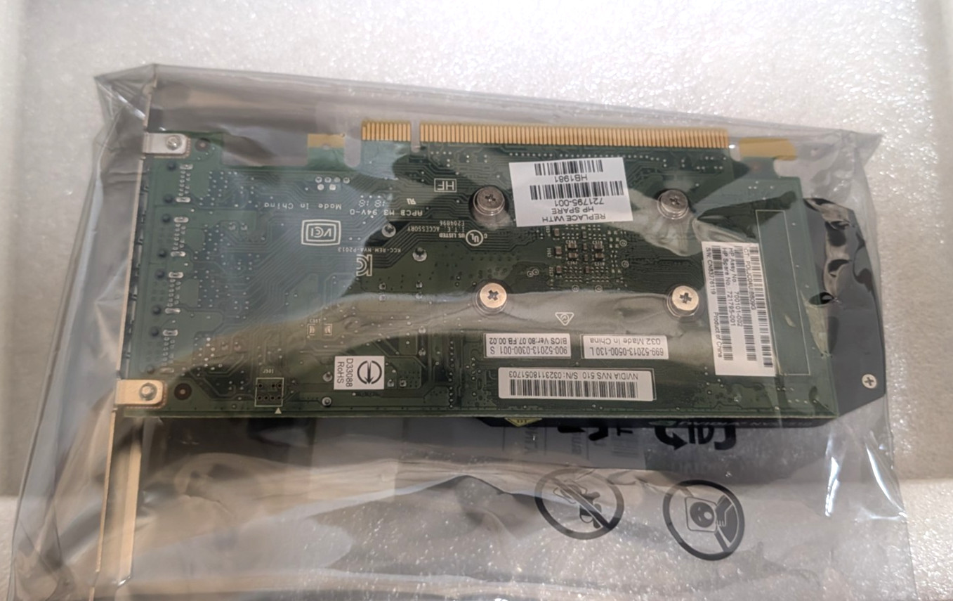 NVIDIA HP NVS 510 2GB PCI-e Mini Display Port Video Graphics Card New