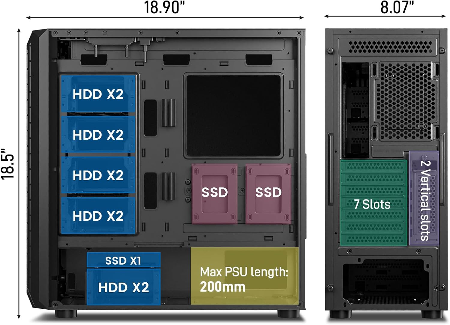 USB 3.0 Storage Master ATX NAS Computer PC Case Mid Tower with 4x120mm Fans