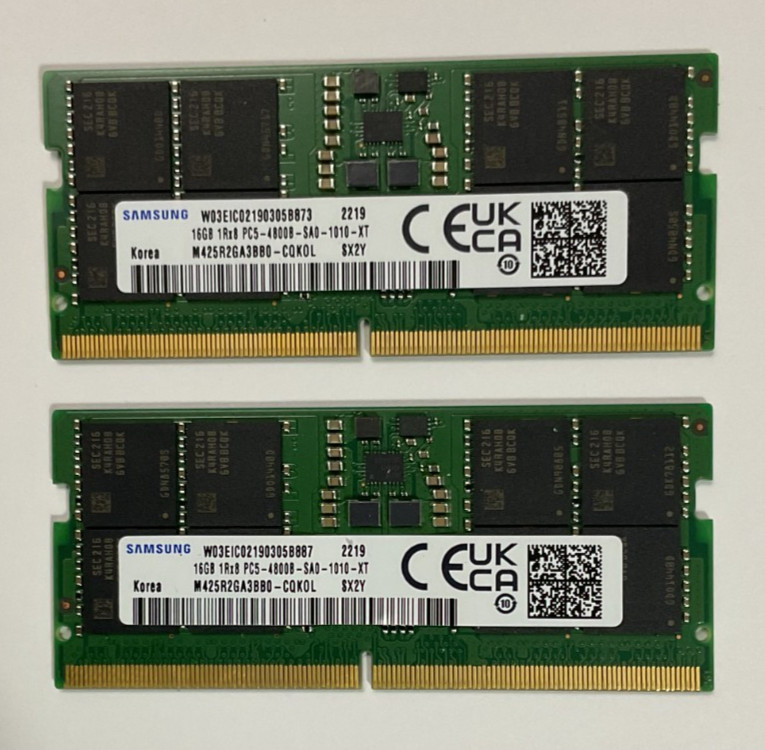 Samsung 32GB 2x16GB PC5-38400 DDR5 4800MHz SODIMM Laptop Memory M425R2GA3BB0-CQK