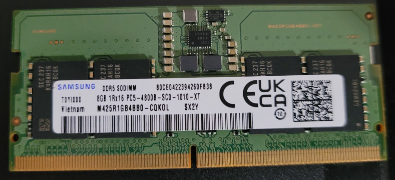 Samsung 8GB 1x8GB DDR5 4800 CL40 SODIMM Laptop Memory RAM