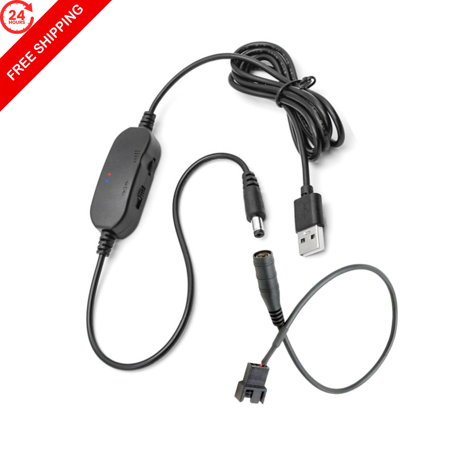 Tokatuker 2-Pack 12V Step-Up USB Fan Power Adapter Cable with Speed 68 inches