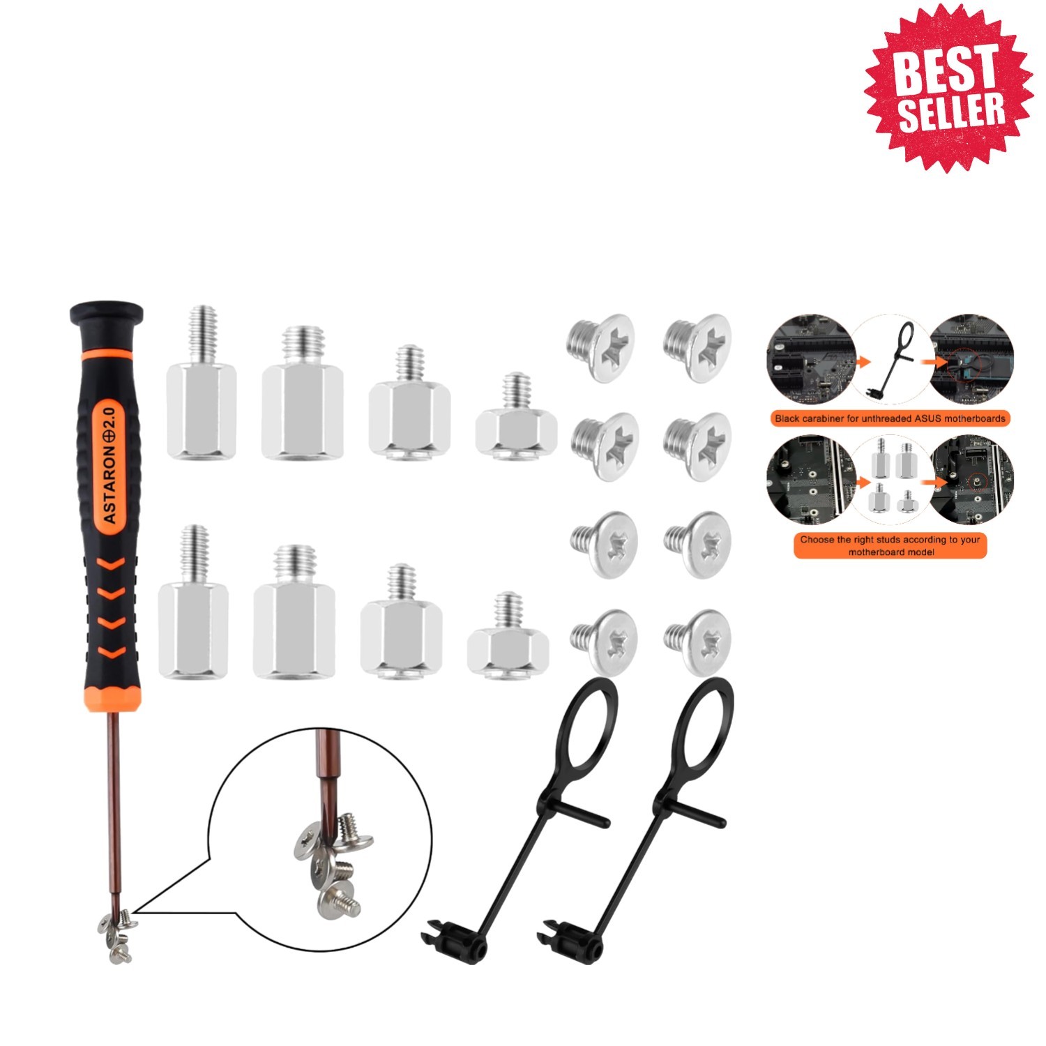 Rust-Resistant M.2 SSD Screws Set with Magnetic Tool – 19 Counts for Easy Usage