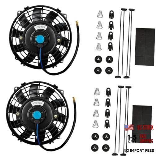 Cooling Radiator Fan, 7 Inch Engine Cooling Fan (Puller Curved-2Pcs X7 inch 2