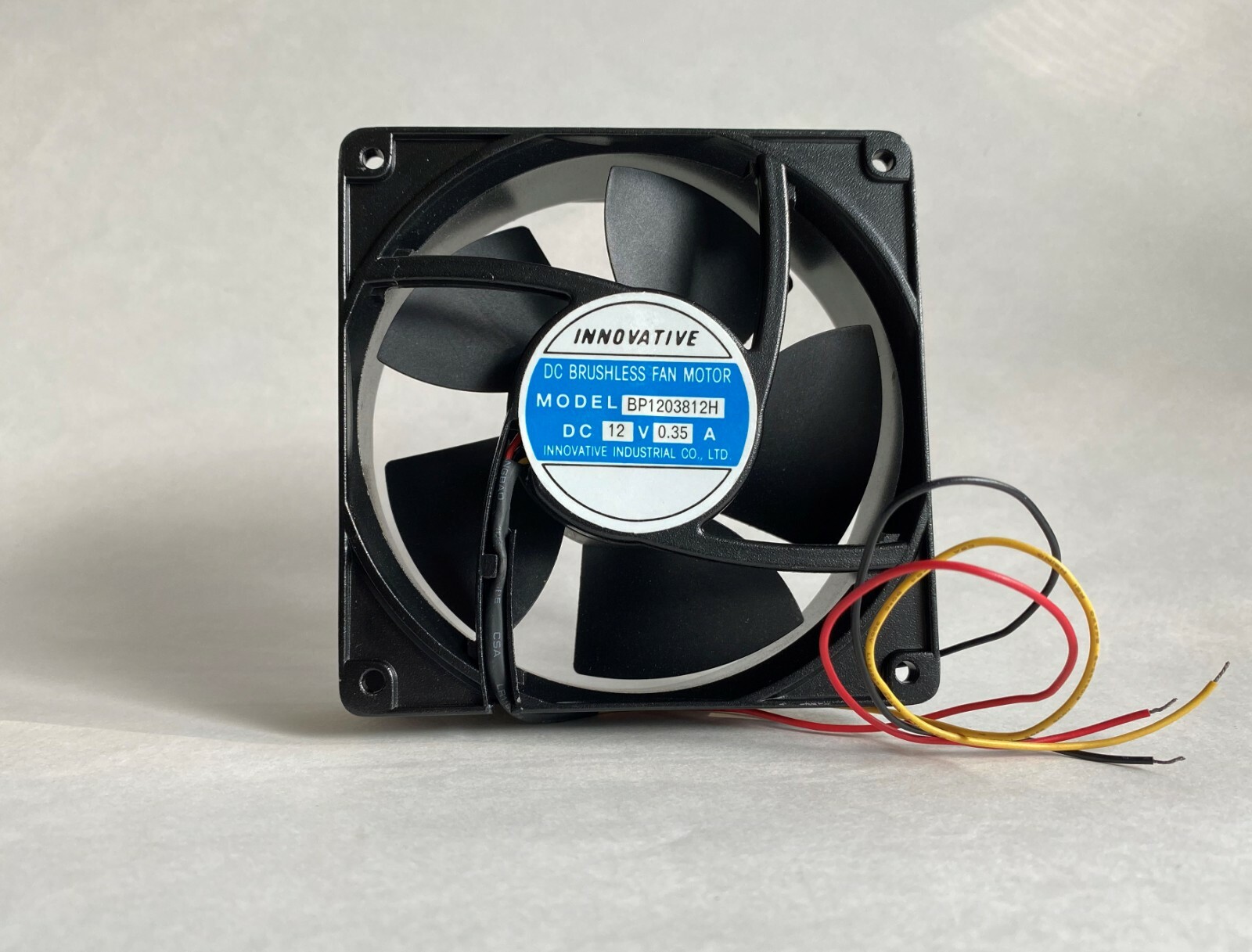 INNOVATIVE BP1203812H 120x120x38MM DC12V 2-BALL BEARING FAN W/3-WIER – NEW
