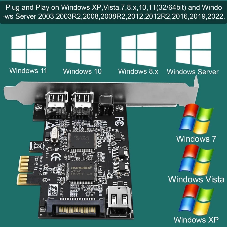 4-Ports PCIE 1394A Firewire 400 Card for Windows OS and MAC OS PCs TI TSB43AB…