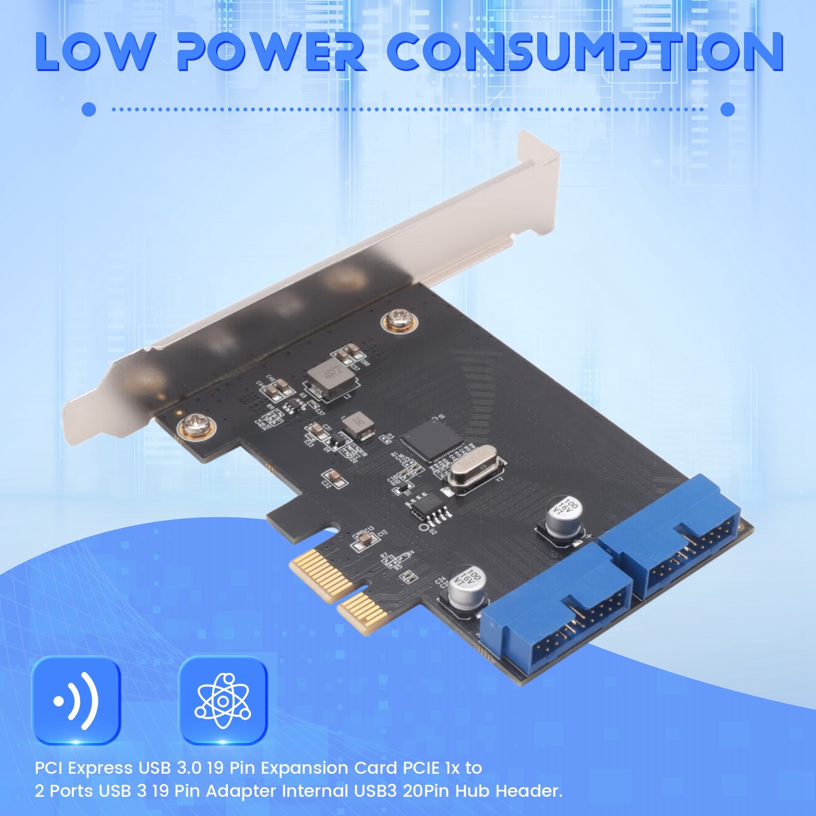 PCI Express USB 3.0 19 Pin Expansion Card PCIE 1X to 2 Ports USB 3 19 Pin1528