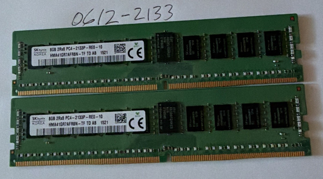 SK Hynix 8GB 2Rx8 PC4-2133P-UB0-10 (Lot 2 16 GB Total)