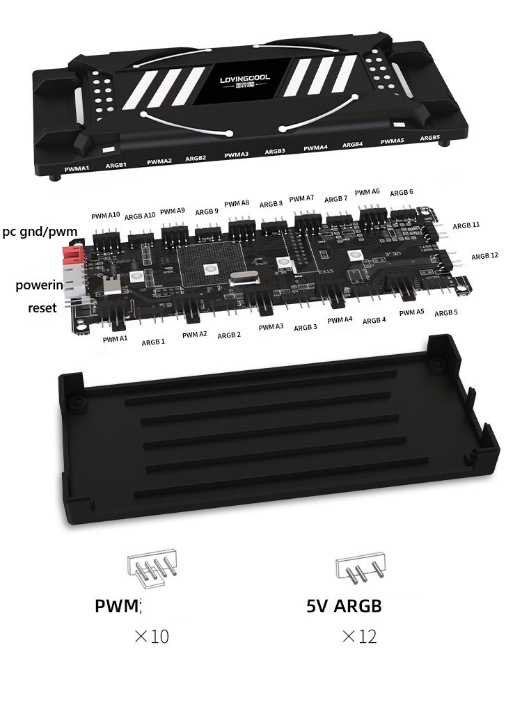 4PIN PWM ARGB Fans Hub Controller COMPUTER HUB Splitter PC FAN Splitter Remote