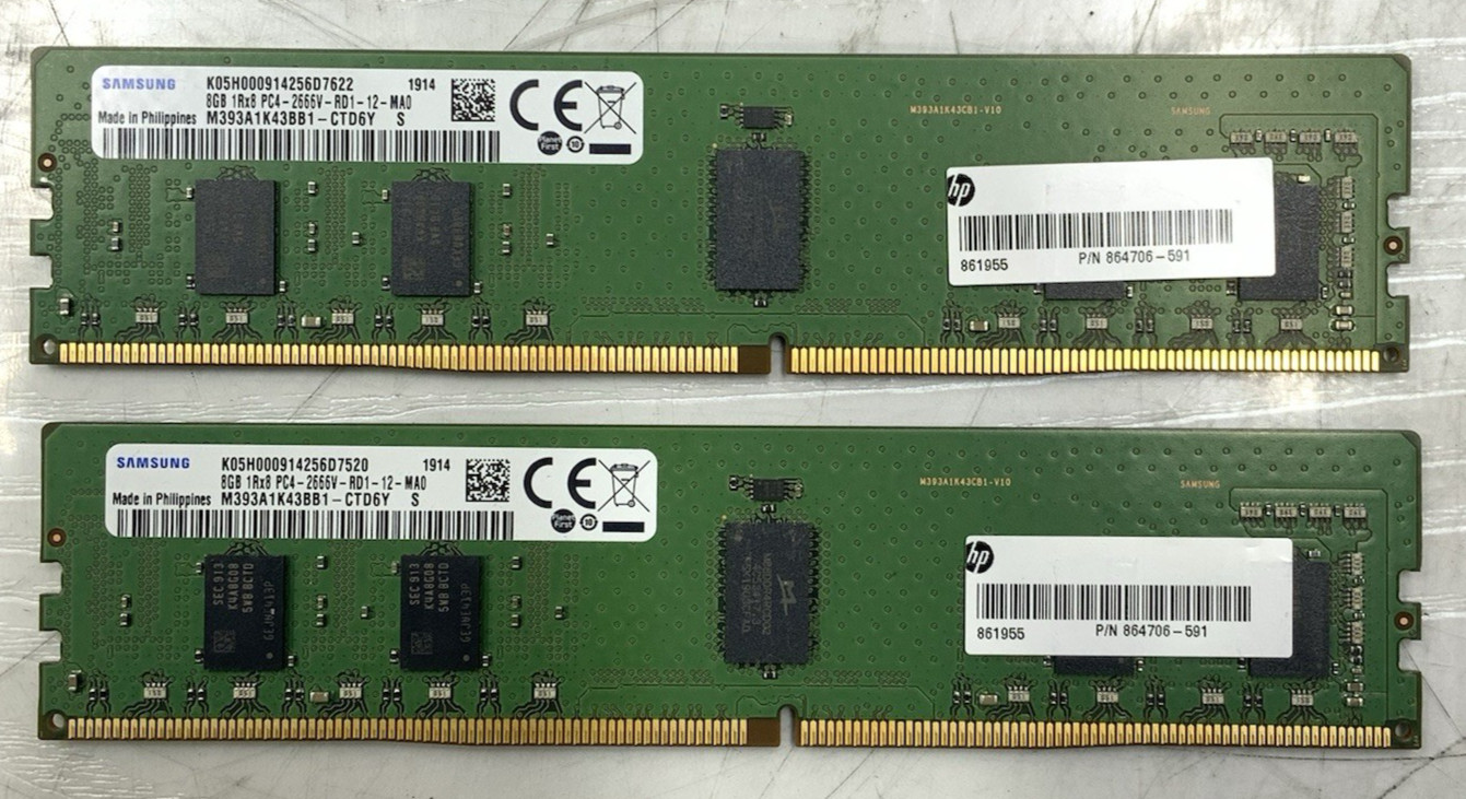 Samsung 16GB (2x 8GB) DDR4 1Rx8 PC4-2666V Memory Module | M393A1K43BB1-CTD6Y